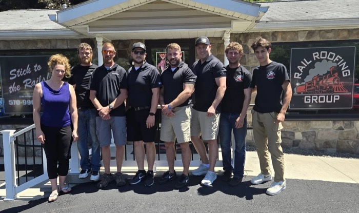 The Rail Roofing Group team in front of their Tunkhannock, PA office